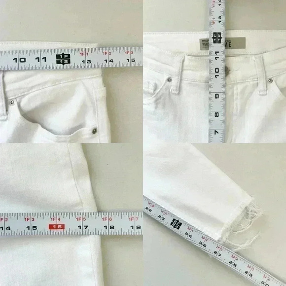 Topshop Jamie High Rise Skinny Jeans White  Ankle Cropped Raw Hem Size 26 - Picture 11 of 14